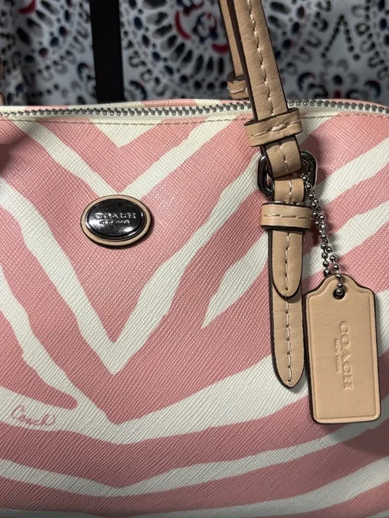 COACH Bennett Mini Satchel Pink White Zebra Print Crossbody Bag #F33765 - Picture 2 of 12